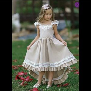Think Pink Bows hi low angel sleeve girls dress 10